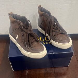 Polo Ralph Lauren Brown High-Top Sneakers chocolate/cream Jaxson child 12.5 M